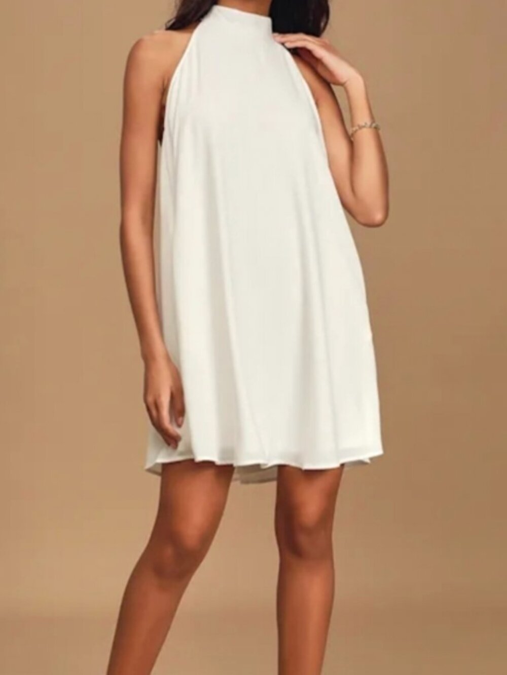 Lulus White Halter Mini Dress Small